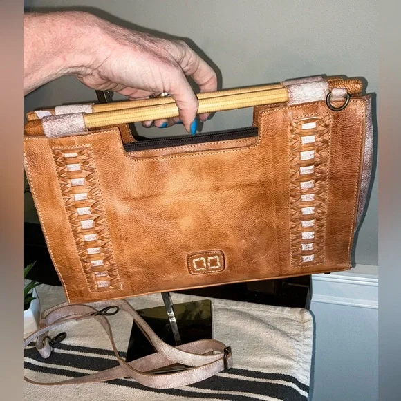 NWOT Bed Stu Leather Nataly Tan Rustic Nectar Lux Crossbody Handbag Retail $285 - Picture 3 of 14